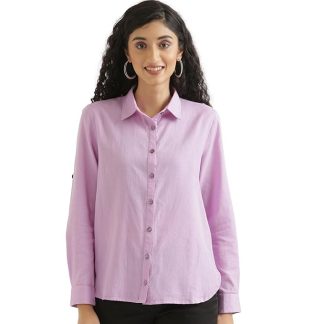 SAADAA Airy Linen Shirt | Shirt for Women | Solid Casual Women's Shirt