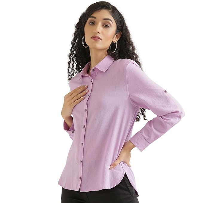 SAADAA Airy Linen Shirt | Shirt for Women | Solid Casual Women's Shirt - Image 2